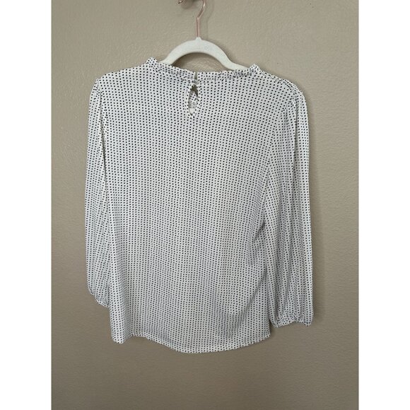 Adrianna Papell Womens White Black Blouse‎ Small long sleeve polyester pullover - Picture 6 of 7